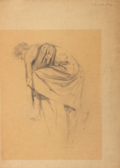 Estudio de la figura de una mujer inclinada hacia la izquierda. de Franz Jaschke