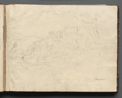 Álbum con vistas de Roma y alrededores, estudios de paisajes, página 02a: Olevano de Franz Johann Heinrich Nadorp
