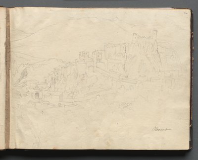 Álbum con Vistas de Roma y Alrededores, Estudios de Paisajes, página 02a: "Olevano" de Franz Johann Heinrich Nadorp