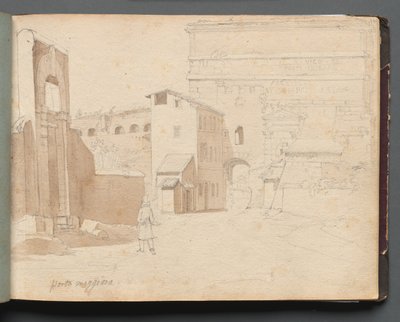 Álbum con Vistas de Roma y Alrededores, Estudios de Paisaje, página 11a: Porta Maggiore de Franz Johann Heinrich Nadorp