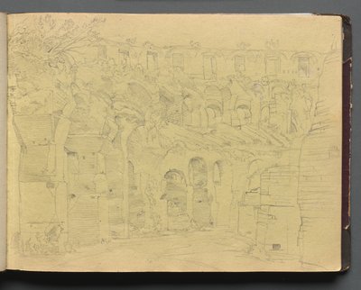 Álbum con vistas de Roma y alrededores, estudios de paisajes, página 12a: Ruinas romanas de Franz Johann Heinrich Nadorp