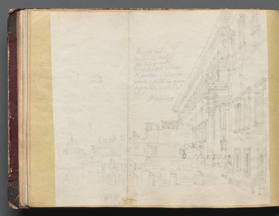 Álbum con vistas de Roma y alrededores, estudios de paisajes, página 15b: Vista arquitectónica romana de Franz Johann Heinrich Nadorp