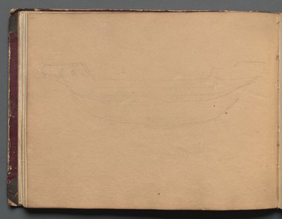 Álbum con vistas de Roma y alrededores, estudios de paisajes, página 19b: Boceto de un barco de Franz Johann Heinrich Nadorp