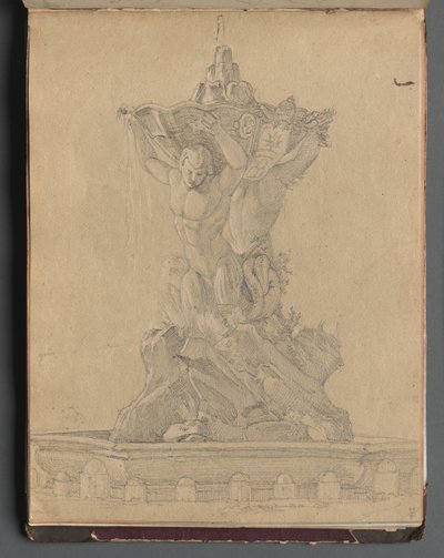 Álbum con vistas de Roma y alrededores, estudios de paisajes, página 21a: Fuente romana de Franz Johann Heinrich Nadorp