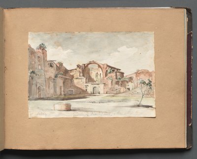 Álbum con vistas de Roma y alrededores, estudios de paisajes, página 22a: Termas de Diocleciano, Roma de Franz Johann Heinrich Nadorp