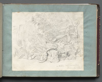 Álbum con vistas de Roma y alrededores, estudios de paisajes, página 24a: En Villa Walkonsky de Franz Johann Heinrich Nadorp