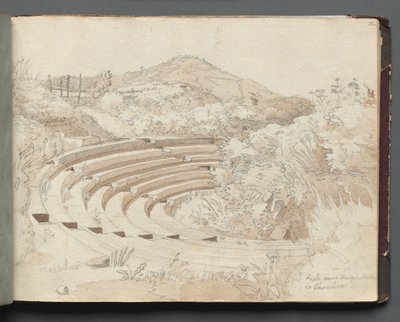 Álbum con Vistas de Roma y Alrededores, Estudios de Paisaje, página 25a: Anfiteatro, Tusculum de Franz Johann Heinrich Nadorp