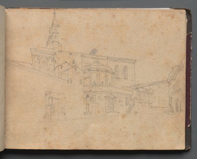 Álbum con vistas de Roma y alrededores, estudios de paisajes, página 26a: Vista arquitectónica romana de Franz Johann Heinrich Nadorp