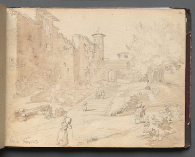 Álbum con vistas de Roma y alrededores, estudios de paisajes, página 27a: Frascati de Franz Johann Heinrich Nadorp