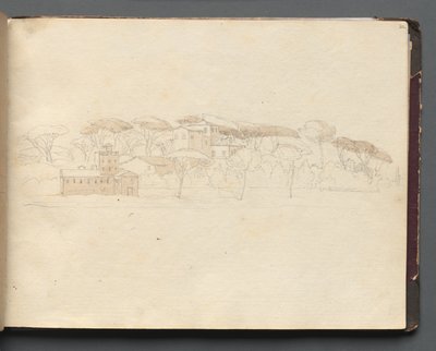 Álbum con vistas de Roma y alrededores, estudios de paisajes, página 30a: Vista panorámica romana de Franz Johann Heinrich Nadorp
