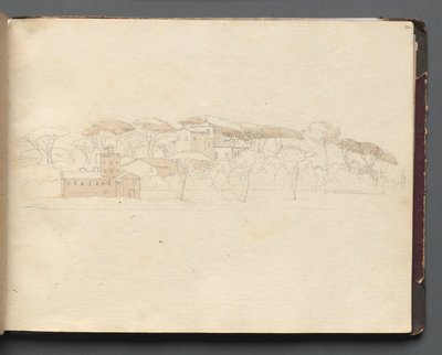 Album with Views of Rome and Surroundings, Landscape Studies, page 30a: Roman Panoramic View de Franz Johann Heinrich Nadorp
