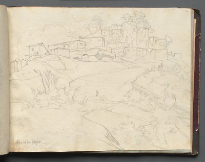 Álbum con vistas de Roma y alrededores, estudios de paisajes, página 35a: Rocca di Papa de Franz Johann Heinrich Nadorp
