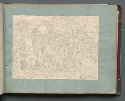 Álbum con vistas de Roma y alrededores, estudios de paisajes, página 36a: Vista romana de Franz Johann Heinrich Nadorp