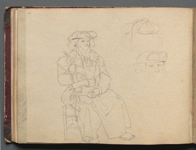 Álbum con vistas de Roma y alrededores, estudios de paisajes, página 38b: estudio de figura de Franz Johann Heinrich Nadorp