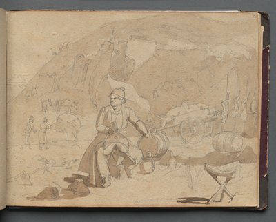 Álbum con vistas de Roma y alrededores, estudios de paisajes, página 39a: Figura en un paisaje de Franz Johann Heinrich Nadorp