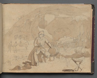 Album with Views of Rome and Surroundings, Landscape Studies, page 39a: Figure in a Landscape de Franz Johann Heinrich Nadorp