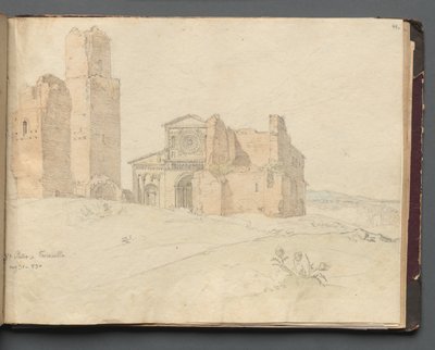 Álbum con vistas de Roma y alrededores, estudios de paisajes, página 41a: San Pietro, Toscanella de Franz Johann Heinrich Nadorp