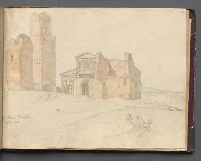 Album with Views of Rome and Surroundings, Landscape Studies, page 41a: "St. Pietro, Toscanella" de Franz Johann Heinrich Nadorp
