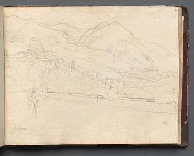 Álbum con vistas de Roma y alrededores, estudios de paisajes, página 42a: Paisaje romano de Franz Johann Heinrich Nadorp