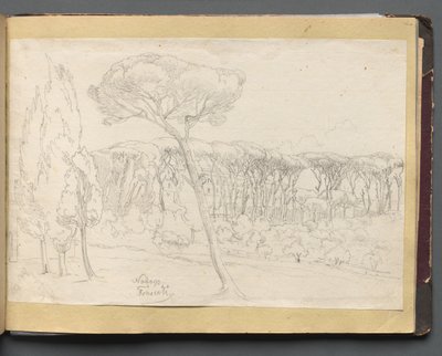 Álbum con vistas de Roma y alrededores, estudios de paisajes, página 46a: Frascati de Franz Johann Heinrich Nadorp