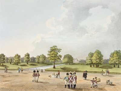 Vista en el Parque de St. James de la Casa de Buckingham, grabado por H.Schutz (1760-1822) 1813 de Franz Joseph Mannskirsch