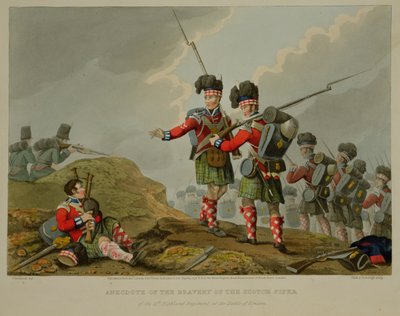 Anécdota de la valentía del gaitero escocés del 11º Regimiento de las Tierras Altas en la Batalla de Vimiero de Franz Joseph Manskirch