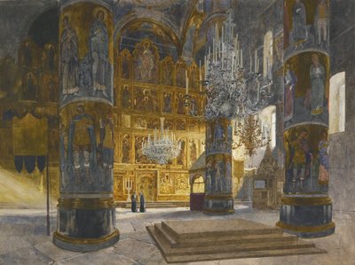Interior de la Catedral de la Dormición en el Kremlin de Moscú de Franz Kopallik