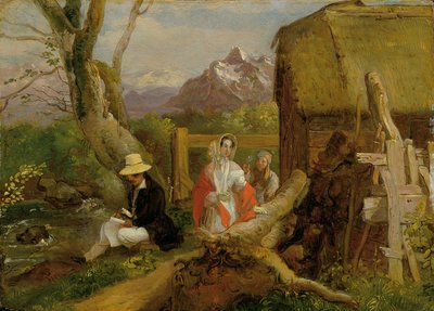 El pintor y caminante en el paisaje ("Idilio") de Franz Krammer