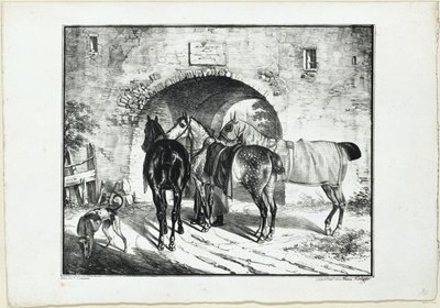 Tres caballos en el camino de acceso de Franz Krüger