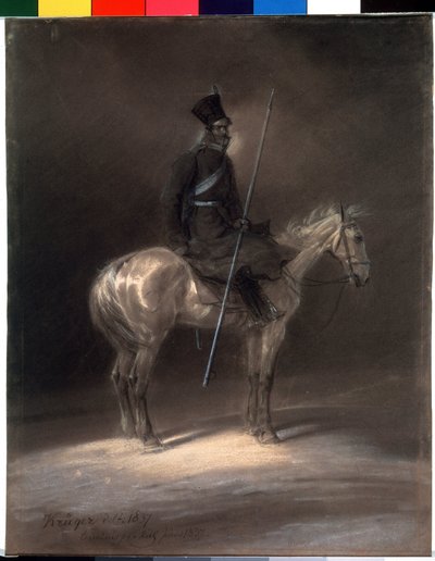 Cosaco a caballo. Cosaco a caballo. Dibujo de Franz Kruger (1797-1857) de Franz Krüger