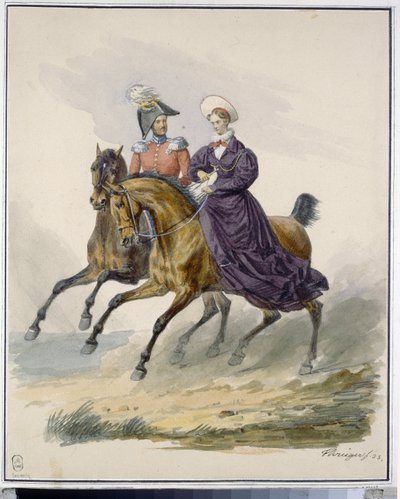 El emperador Nicolás I (1796-1855) y la emperatriz Alexandra Fedorovna (nee Charlotte de Prusia de Franz Krüger