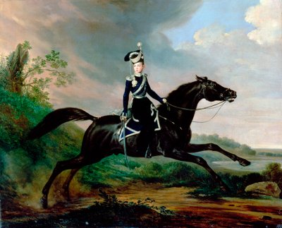 Retrato ecuestre del Gran Príncipe Alexander Nikolayevich, 1818-1881, 1832 de Franz Kruguer