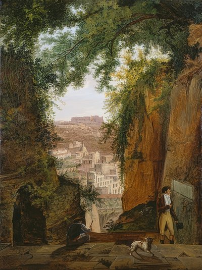 Vista desde la tumba de Virgilio hacia la ciudad de Nápoles de Franz Ludwig Catel