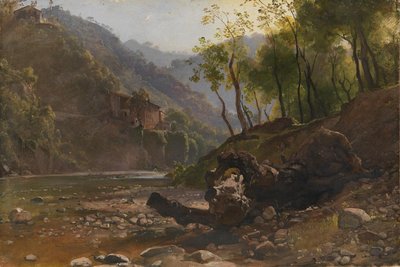 Vista de un río boscoso de Franz Ludwig Catel