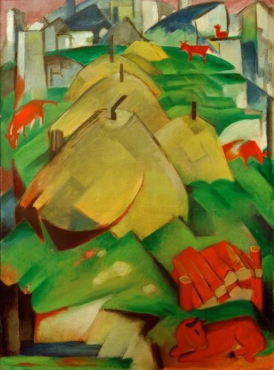Escena alpina (montones de heno) de Franz Marc