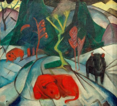 Bisonte en invierno (Bisonte rojo) de Franz Marc