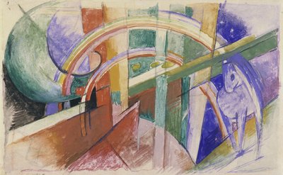 Caballo azul con arco iris de Franz Marc