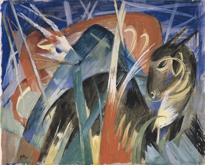 Animales de fábula I, Composición con animales I, 1913 de Franz Marc