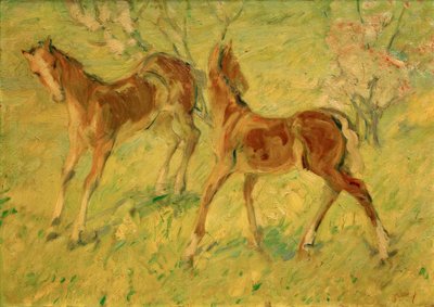 Potro en el prado (Potros saltando) de Franz Marc