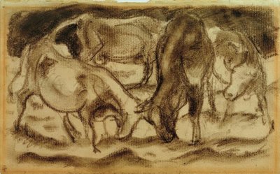 Vacas luchando de Franz Marc