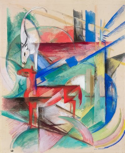 Paisaje con animales. 1913 de Franz Marc
