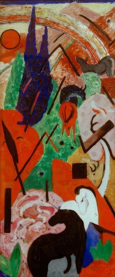 Paisaje con animales y arcoíris de Franz Marc
