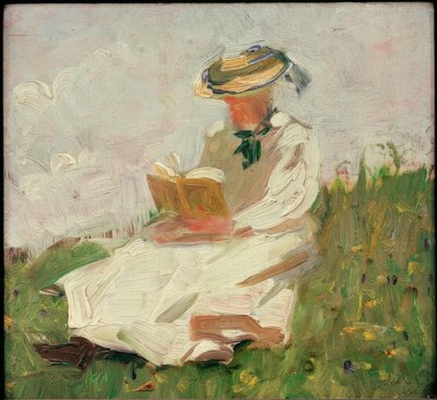 Mujer leyendo en el verde de Franz Marc