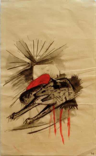 Hiena acostada (Lobo acostado) de Franz Marc