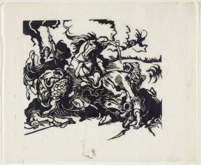 Caza de leones después de Delacroix de Franz Marc