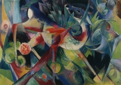 Ciervo en el jardín de flores de Franz Marc