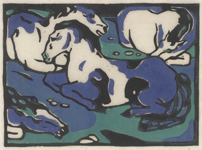 Caballos descansando, 1911-1912, impreso en 1916 de Franz Marc