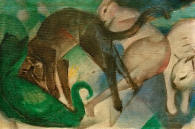 Gatos jugando de Franz Marc
