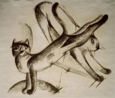 Gatos jugando de Franz Marc