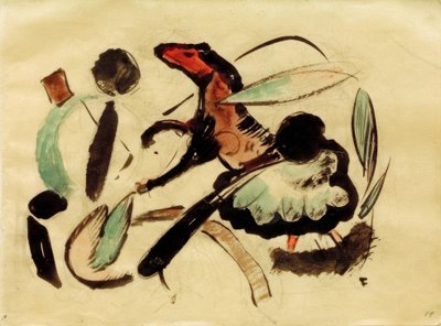 Caballo saltando con formas vegetales de Franz Marc